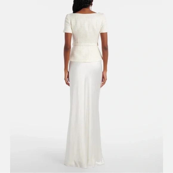 Self-Portrait bridal peplum satin and bouclé maxi dress (NEW and unworn!)
